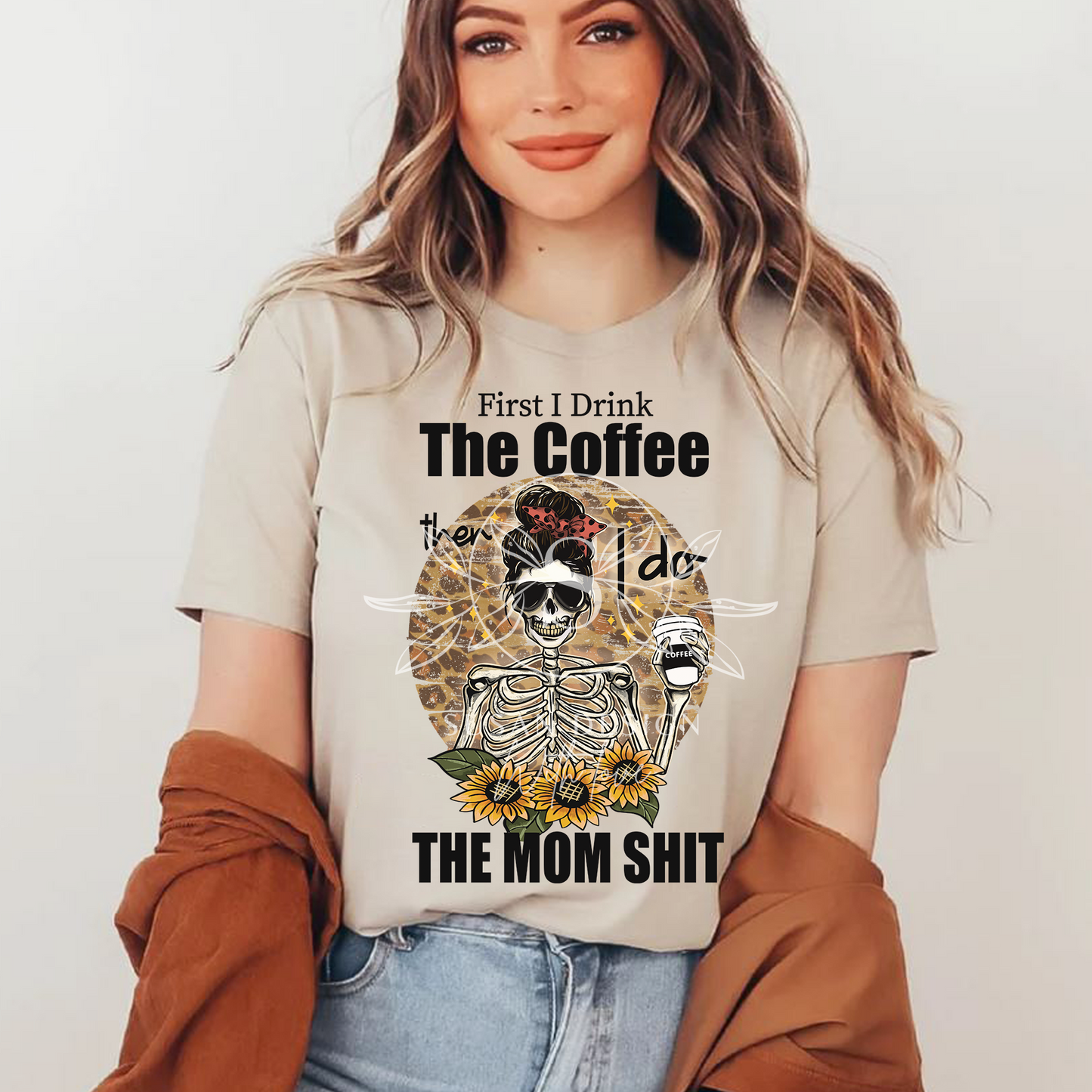 First I drink Coffee Then I do Mom Shit PNG Bundle, Mom life PNG Distressed Leopard