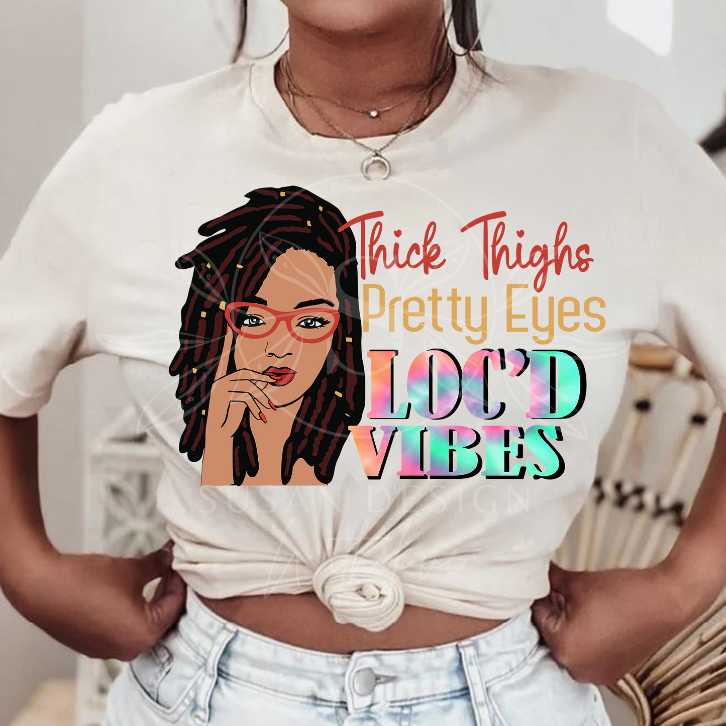 Thick Thighs Pretty Eye Loc'd Vibes SVG Bundle, Black Woman Dreadlock Hair.