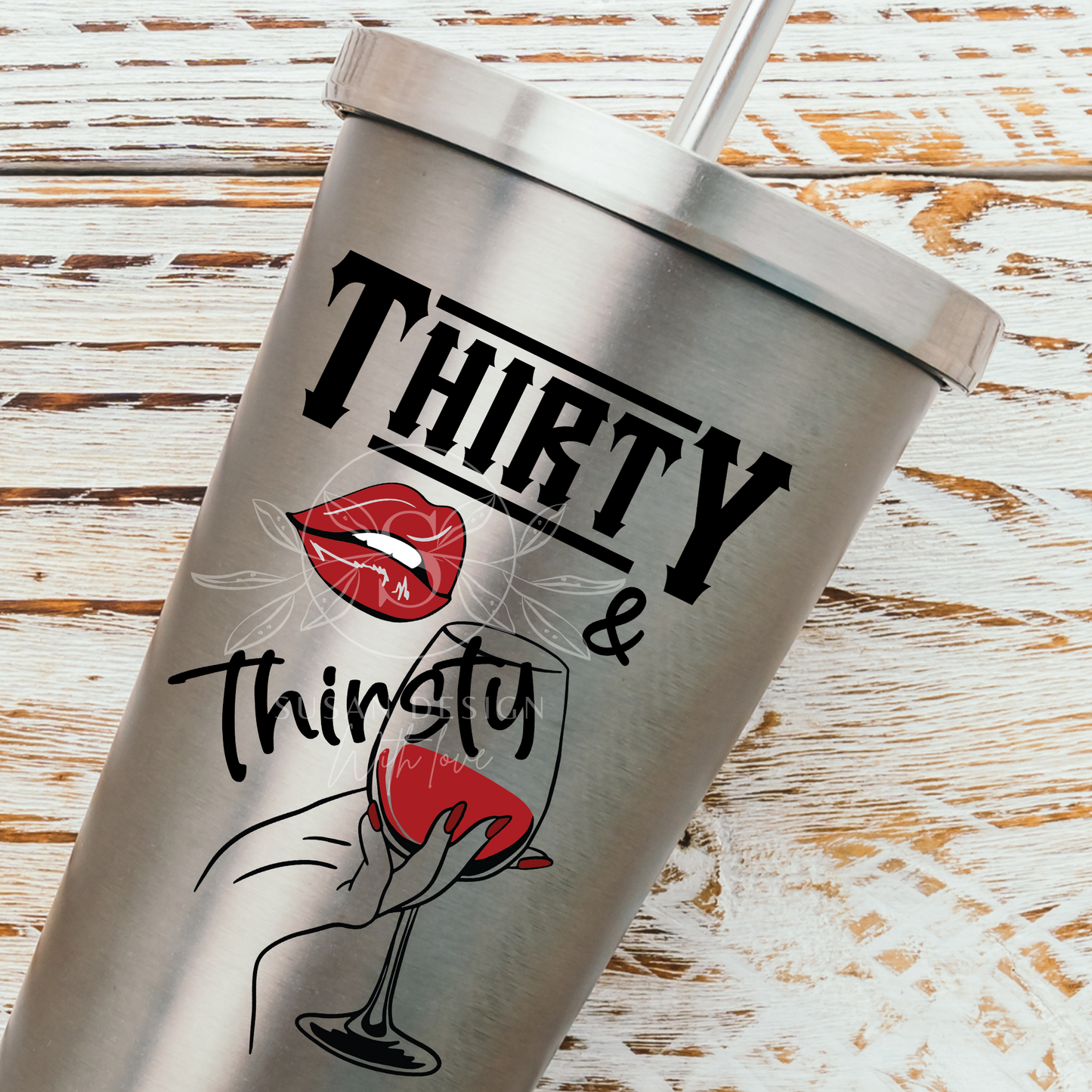 Thirty thirsty Wine Drinking, 30 Birthday Girl SVG