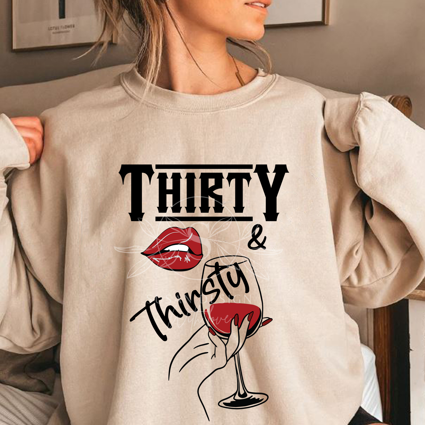 Thirty thirsty Wine Drinking, 30 Birthday Girl SVG