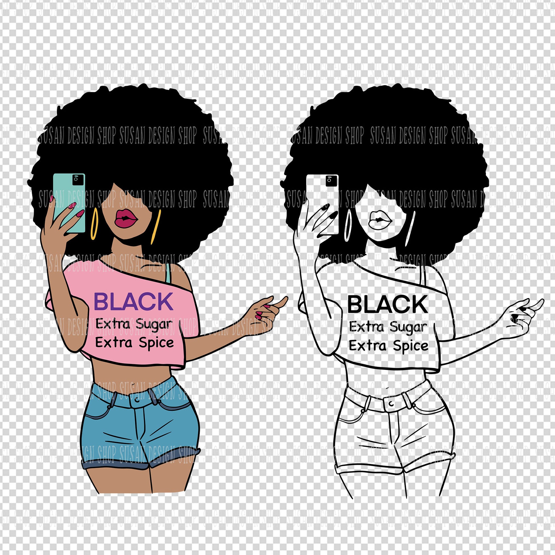 Afro Woman Sugar and Spice SVG shirt deisgn