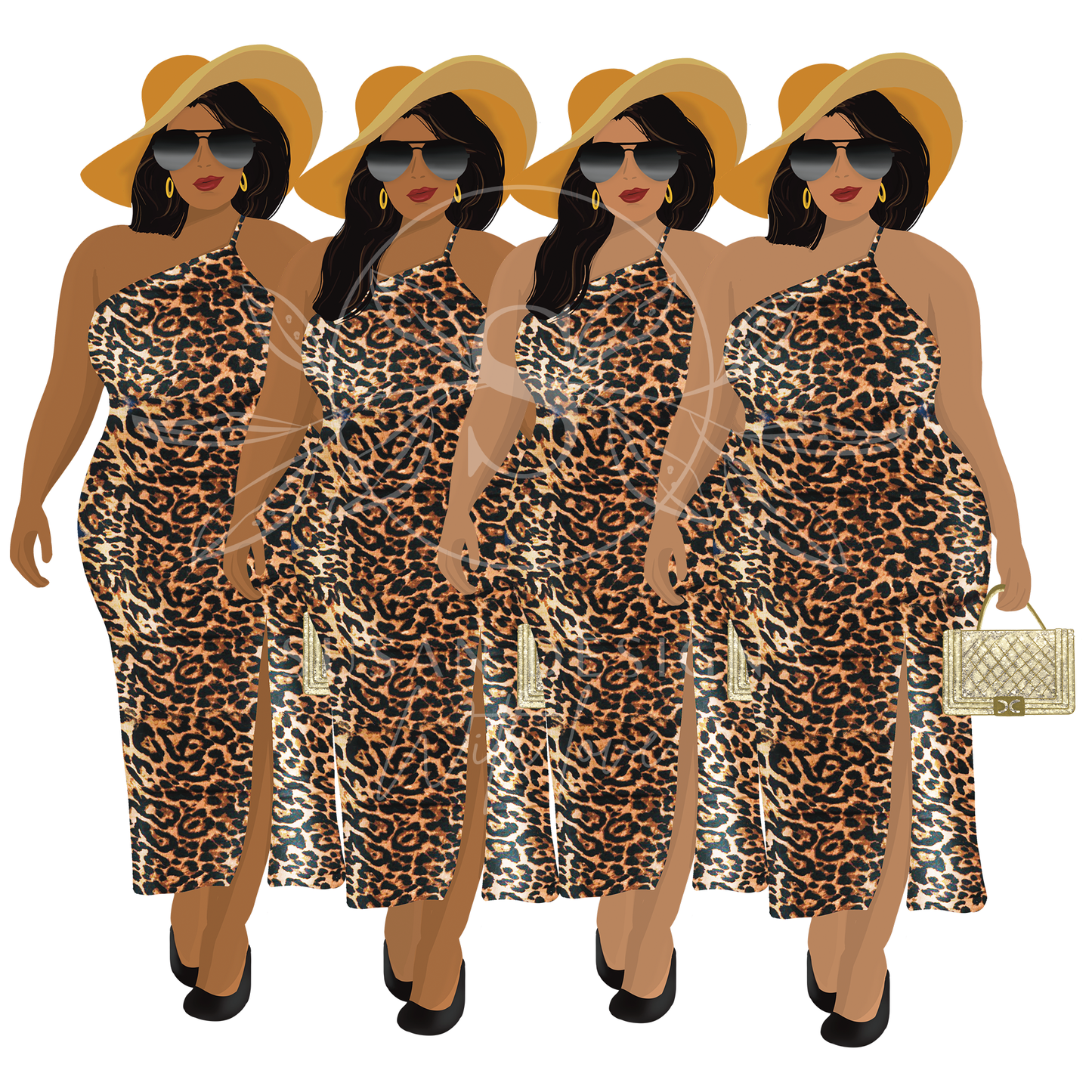 Fashion black woman curvy girl clipart, plus size PNG Clipart Sublimation