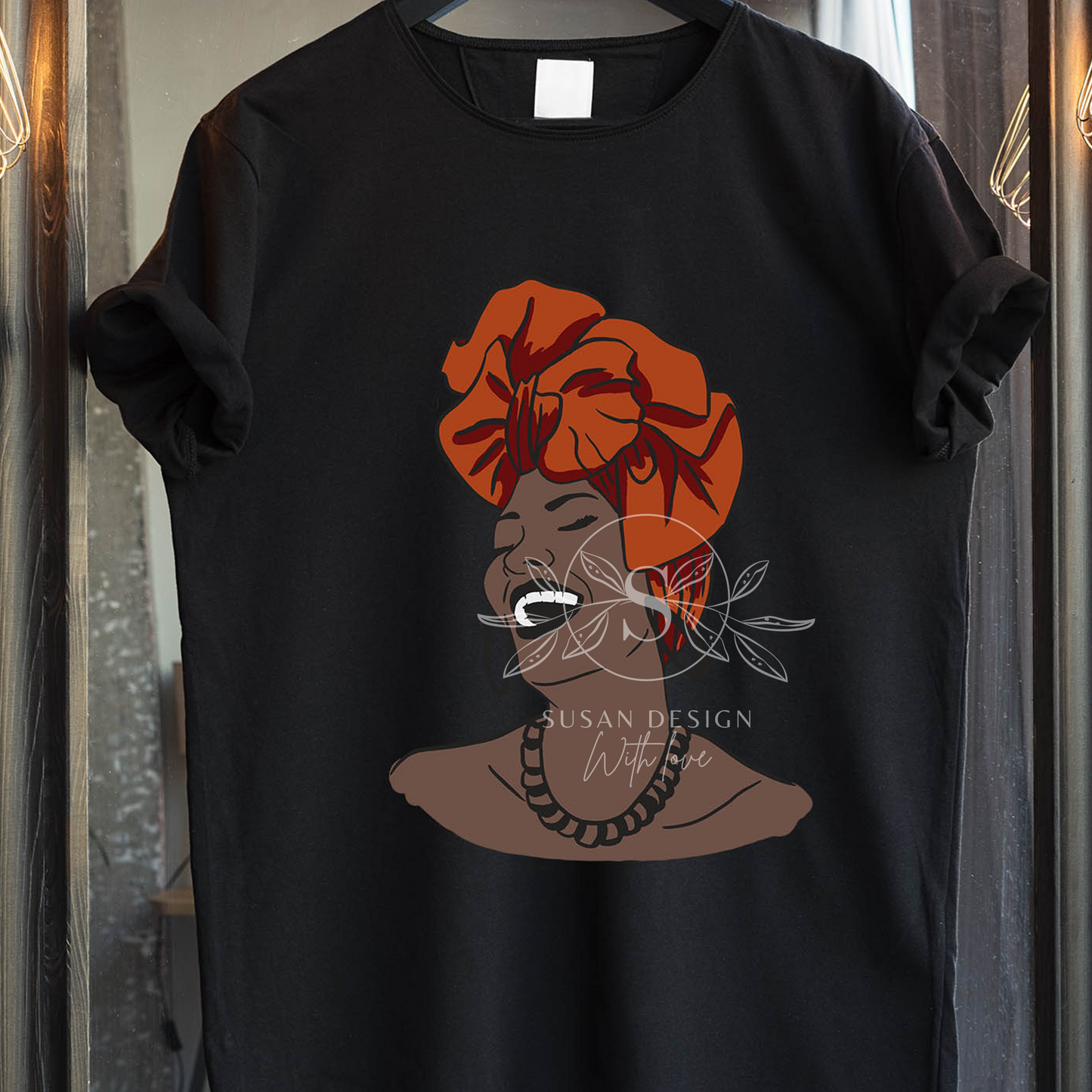 African Woman with Headwrap SVG shirt