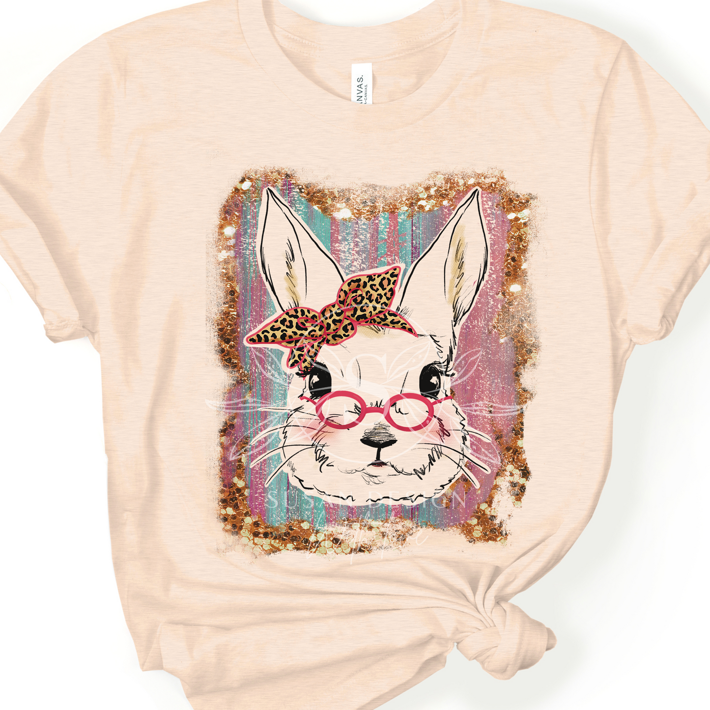 Easter Girl Bunny with Glasses PNG Sublimation