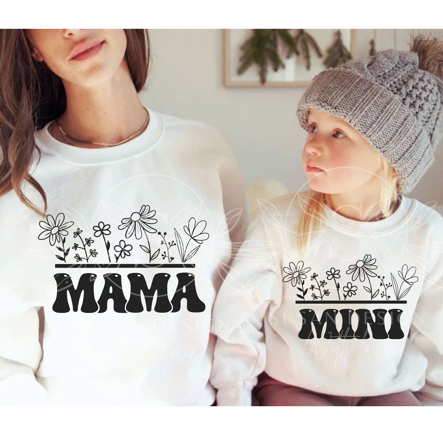 Mama Mini Flowers Floral Line Svg