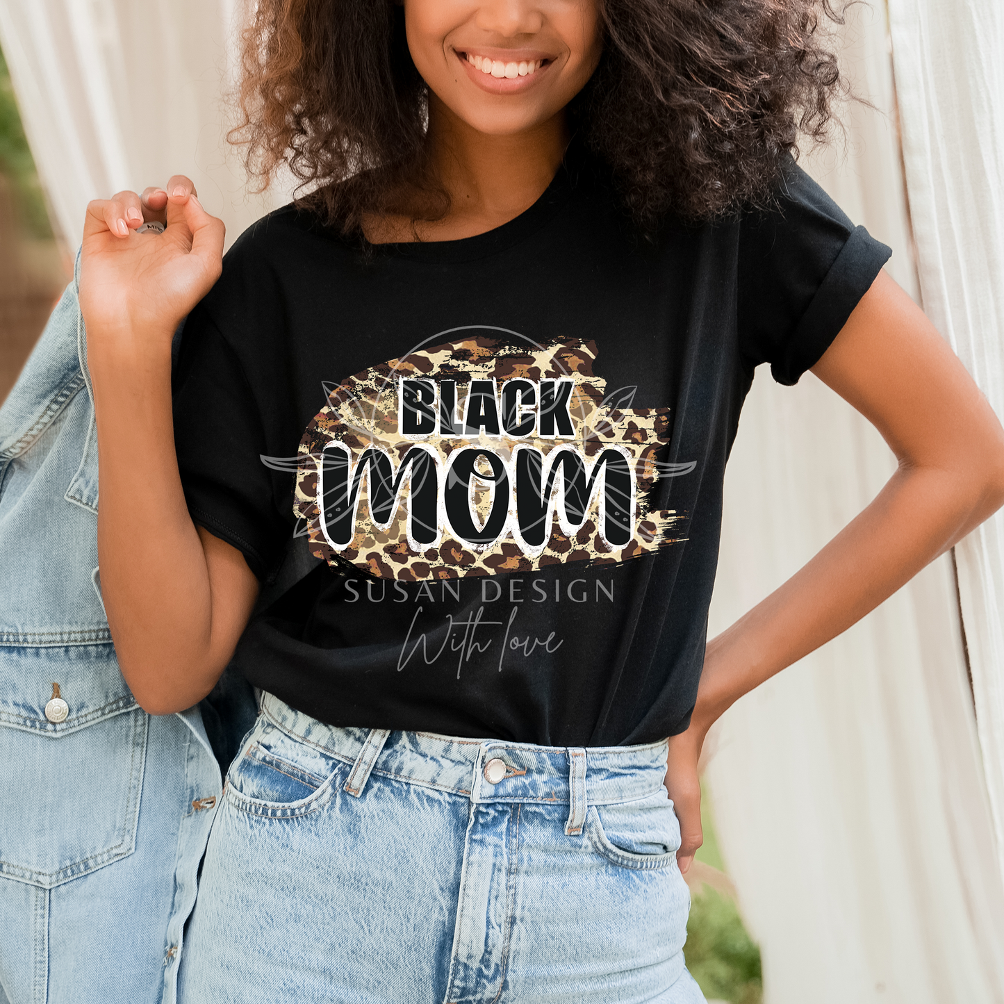 Black Mom leopard, PNG Sublimation