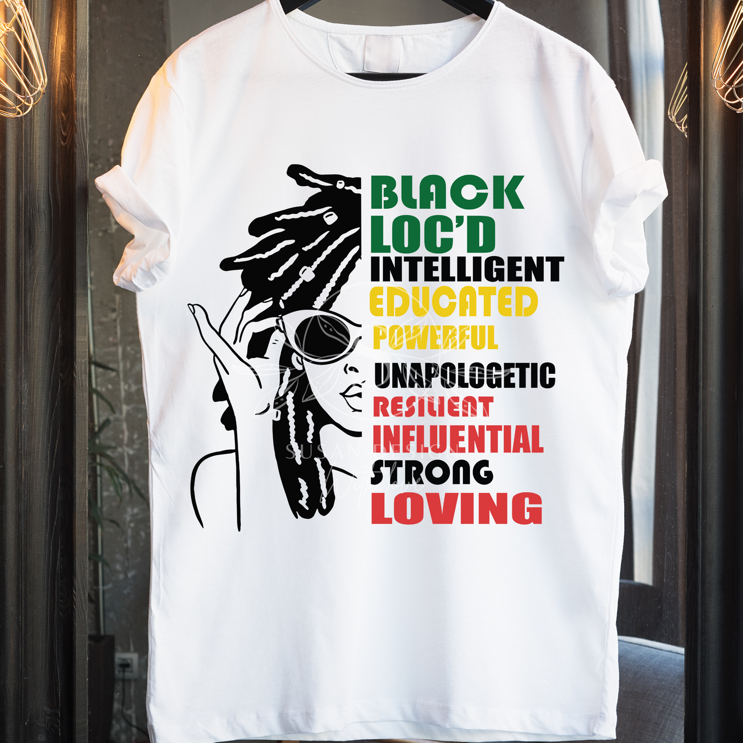 Black Loc'd Intellegent SVG shirt design file for Cricut