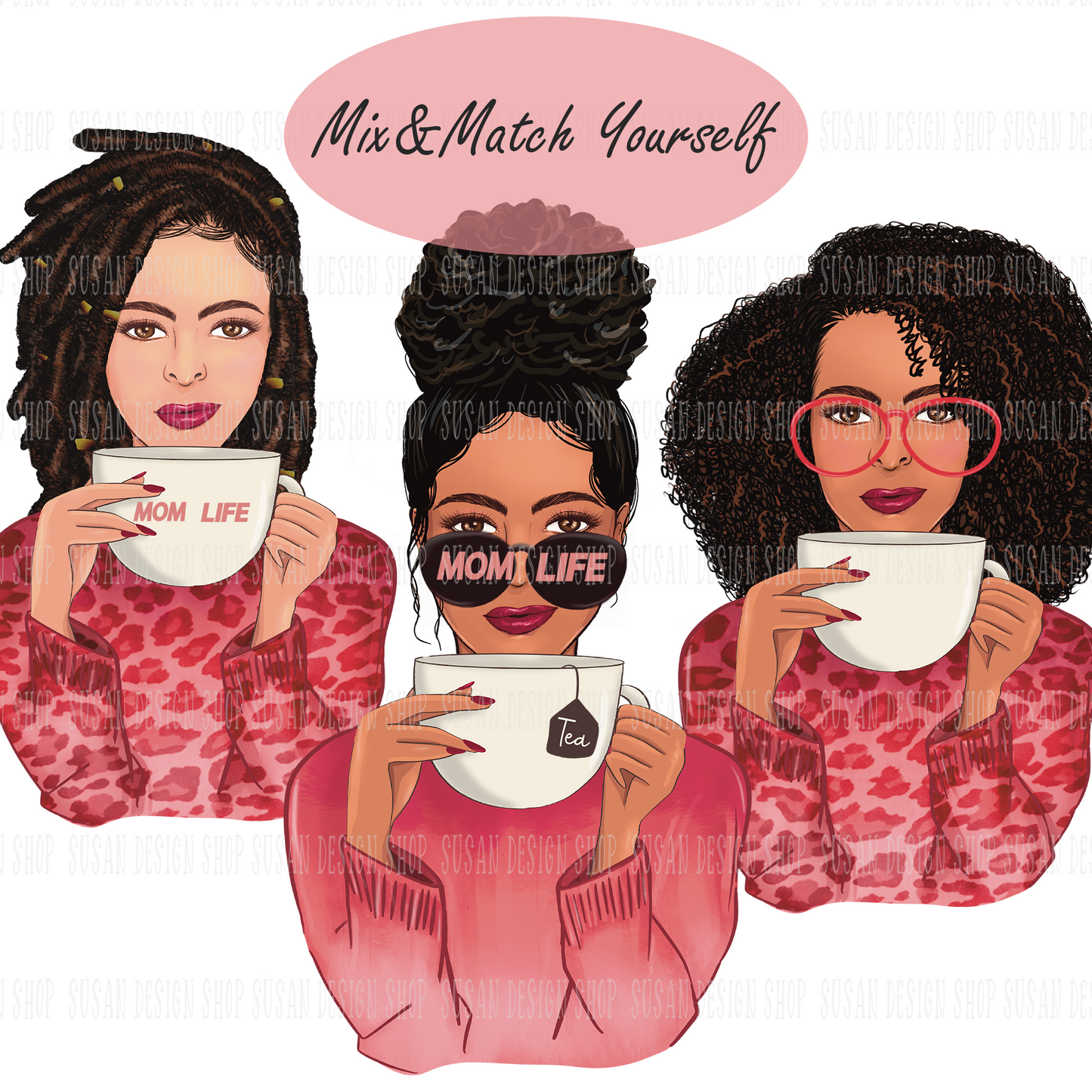 Boss Babe, Girl Boss, Mom Life in Pink Leopard cappuccino drink Coffee