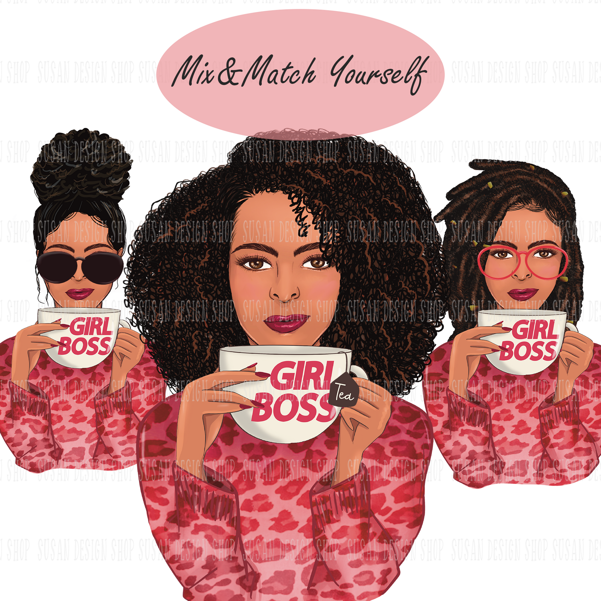 Girl Boss, in Pink Leopard cappuccino drink