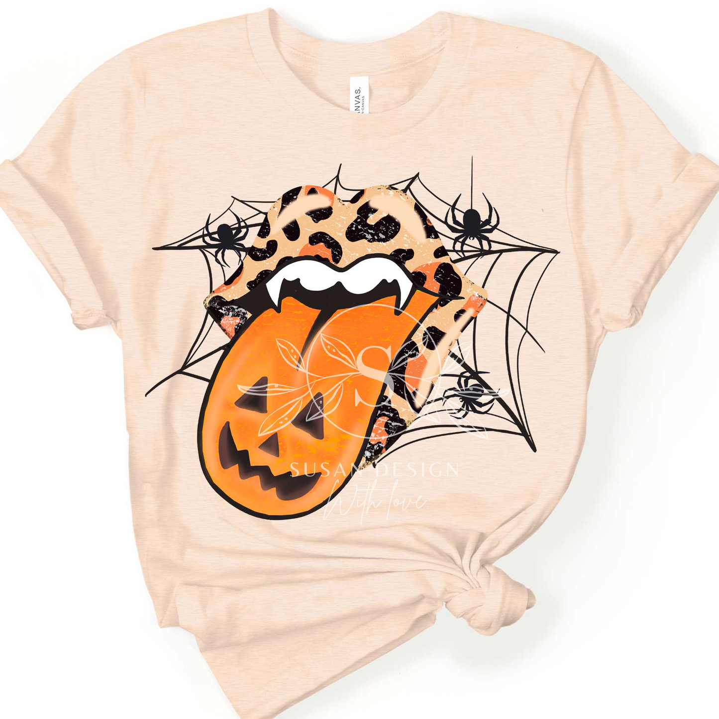 Distressed Pumpkins leopard lips PNG Sublimation