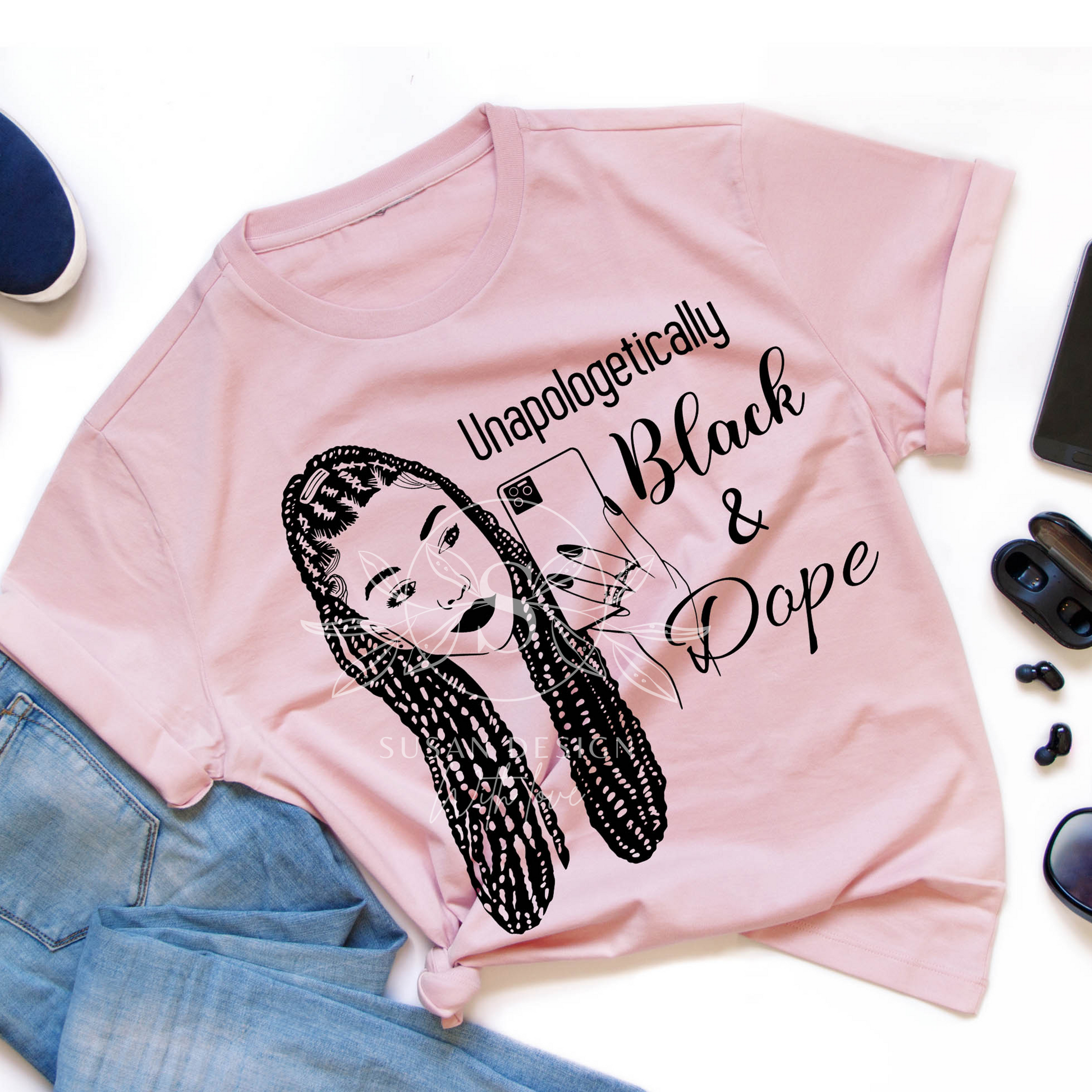 Unapologetically Black abd Dope, Braid Woman SVG file for Cricut PNG clipart