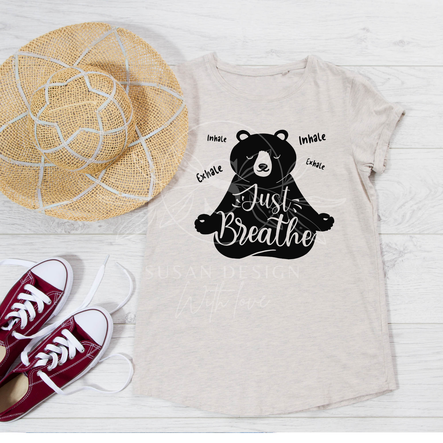 Just Breathe Svg, Yoga SVG Cut File for Cricut, inhale exhale svg, Yoga bear Svg, Meditation Svg