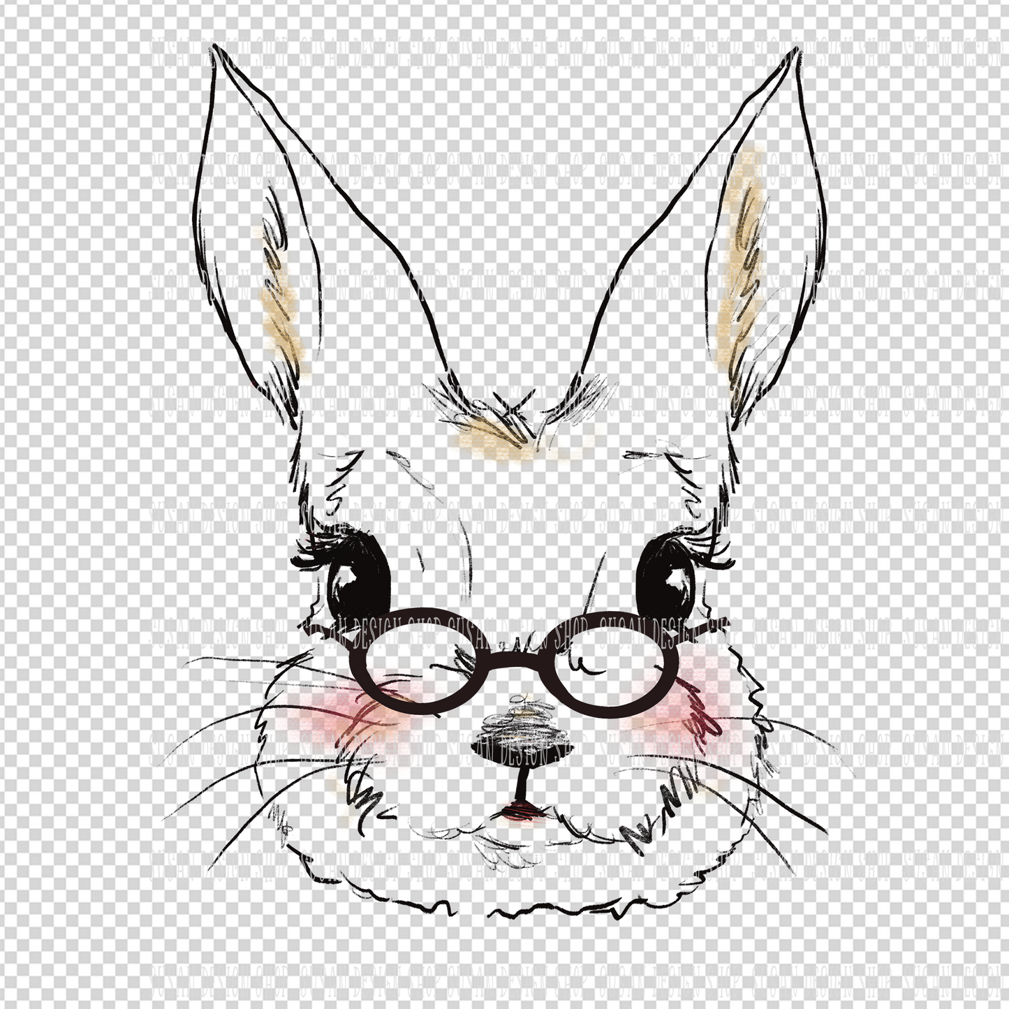 Easter Bunny with Glasses PNG Clipart Sublimation