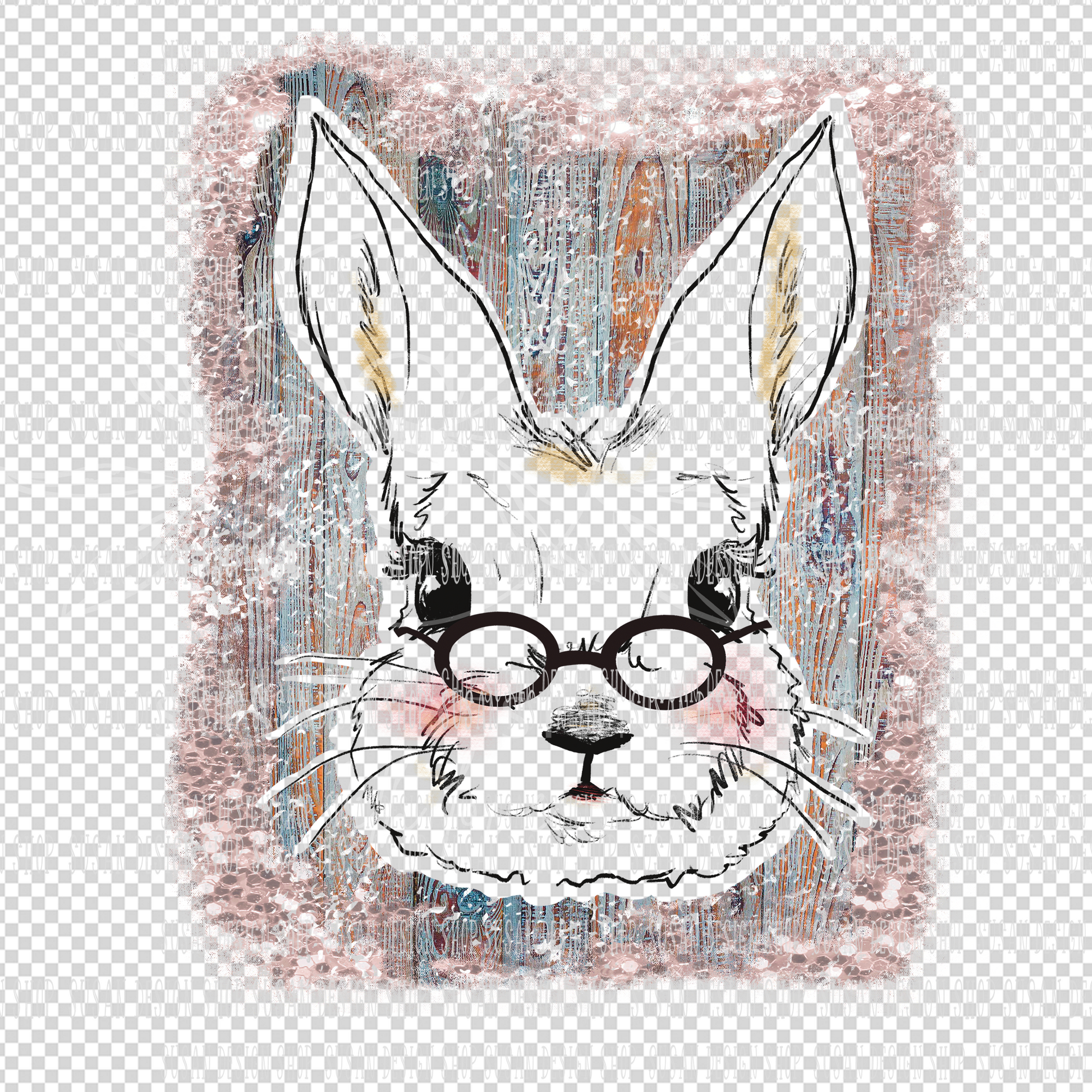 Easter Bunny with Glasses PNG Sublimation