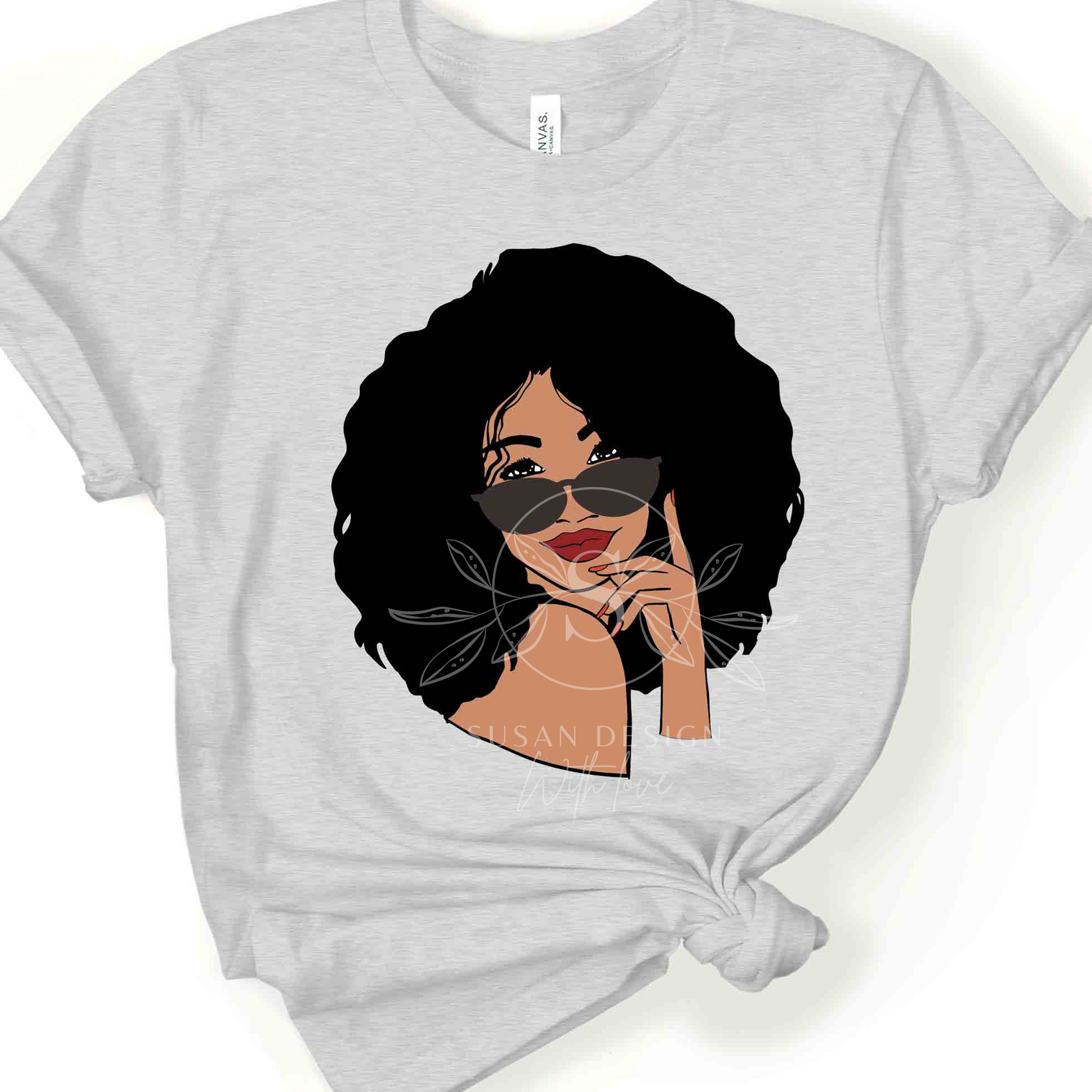 Dope Black woman with sunglass SVG tshirt design Afro woman