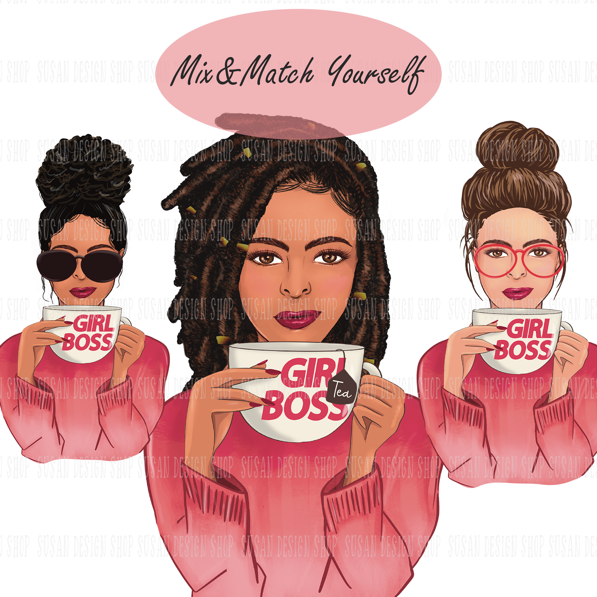 Girl Boss, in Pink Leopard cappuccino drink