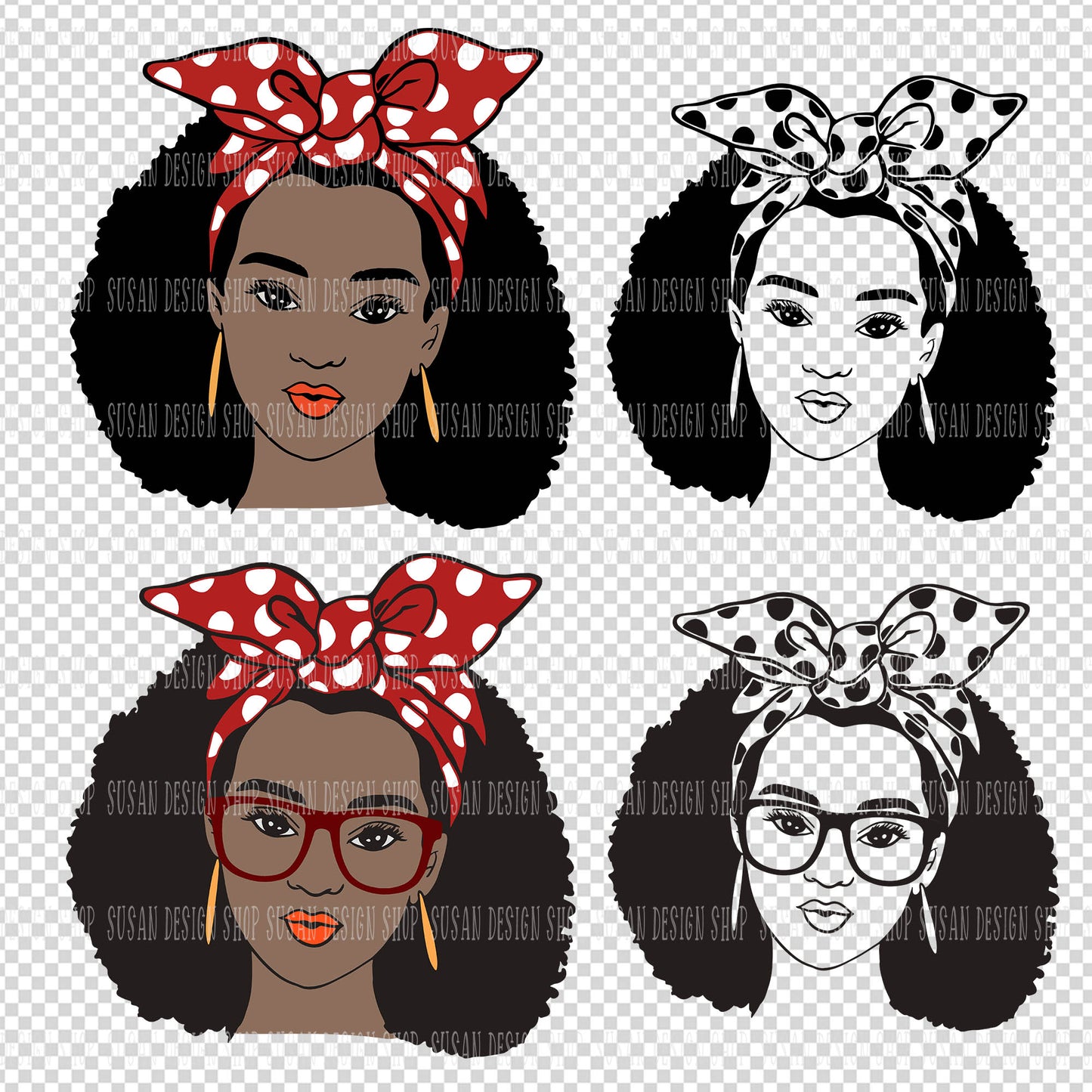 African American Girl with Headwrap SVG Bundle file for Cricut PNG clipart