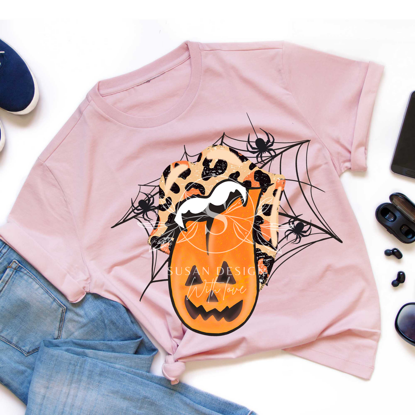 Distressed Pumpkins leopard lips PNG Sublimation