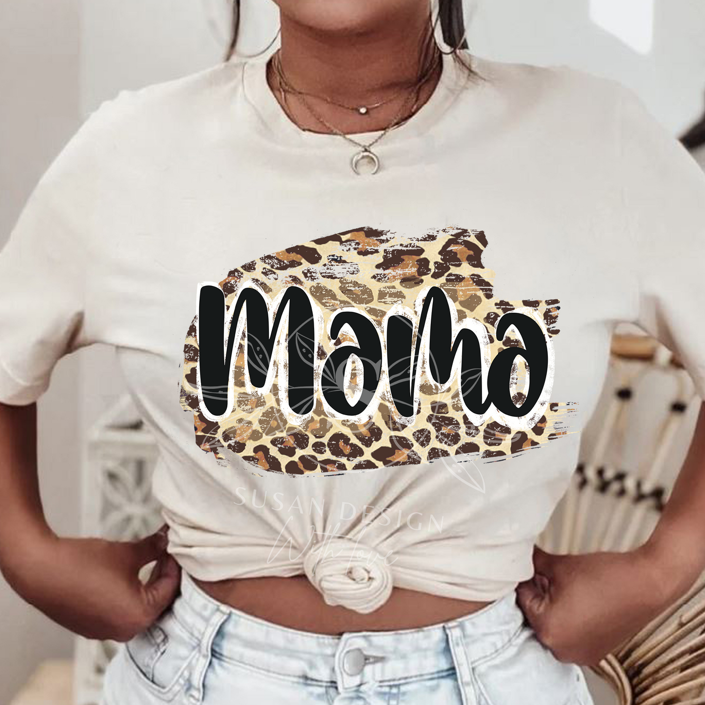 Mama Mini leopard, PNG Sublimation