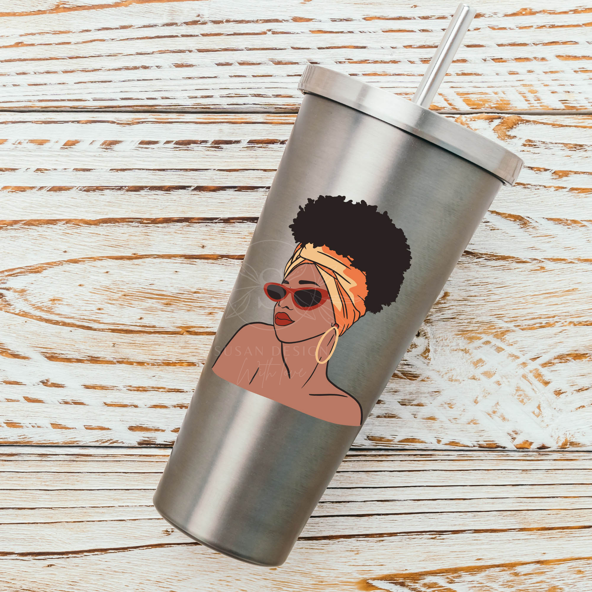 Afro Woman with Headwrap and Sunglass SVG file for Cricut