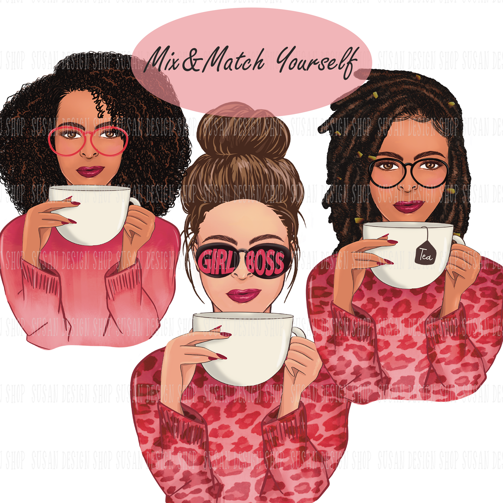 Boss Babe, Girl Boss, Mom Life in Pink Leopard cappuccino drink Coffee