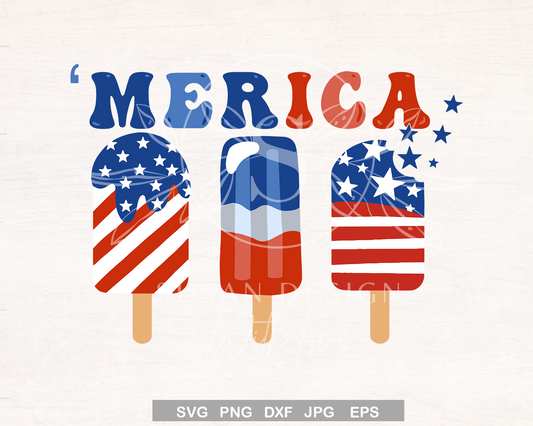 Merica SVG, 4th july Popsicle SVG, America flag 