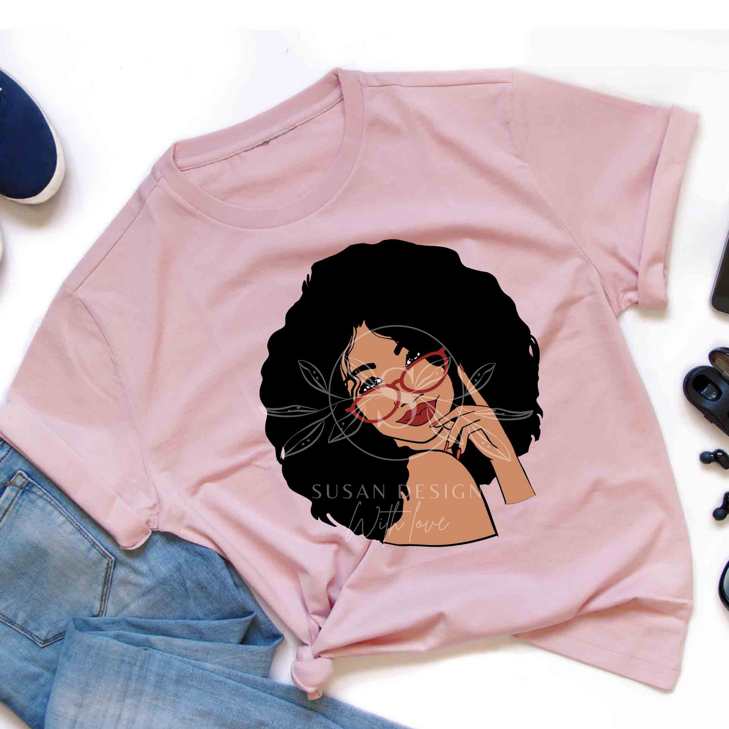 Dope Black woman with sunglass SVG shirt design Afro woman