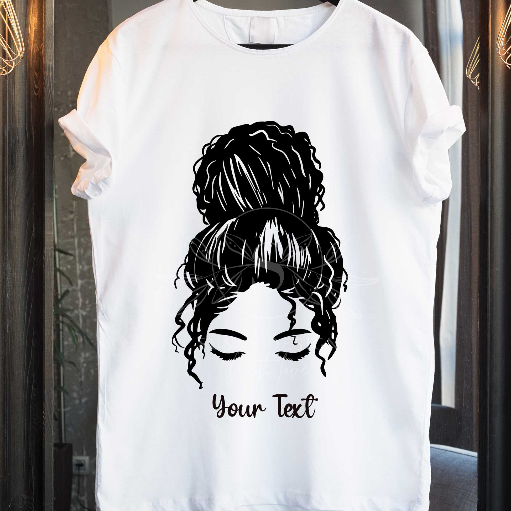 Afro girl with Messy Bun SVG bundle