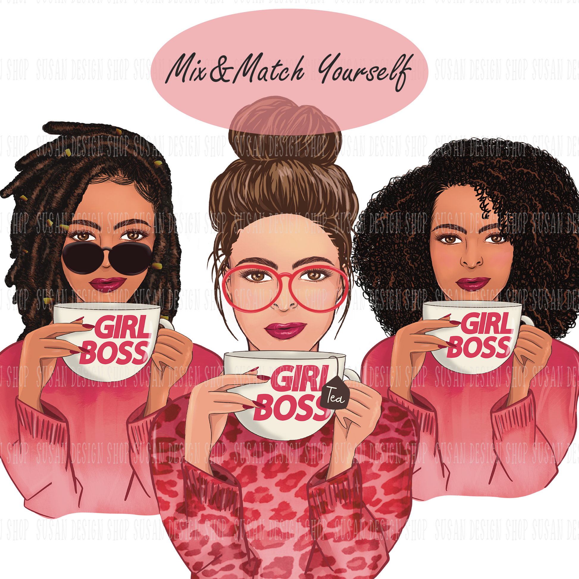 Girl Boss, in Pink Leopard cappuccino drink