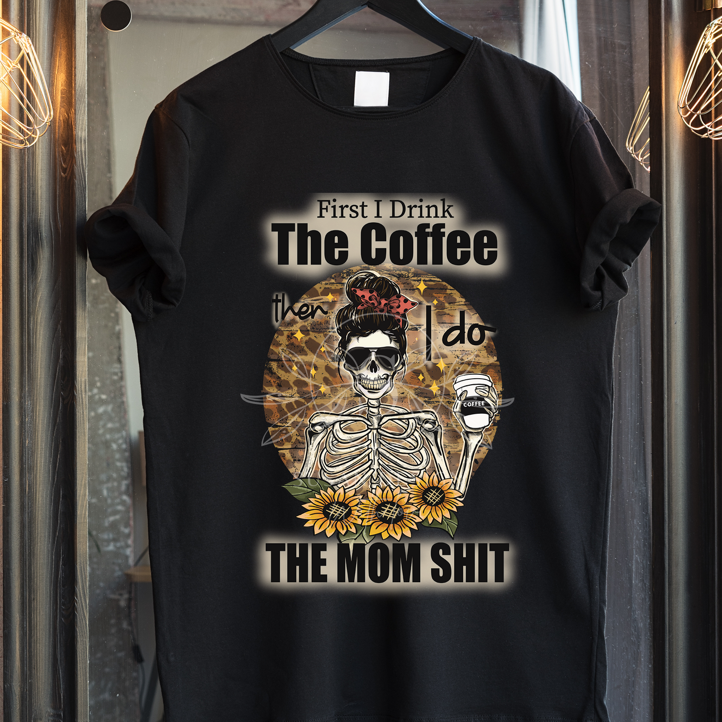 First I drink Coffee Then I do Mom Shit PNG Bundle, Mom life PNG Distressed Leopard