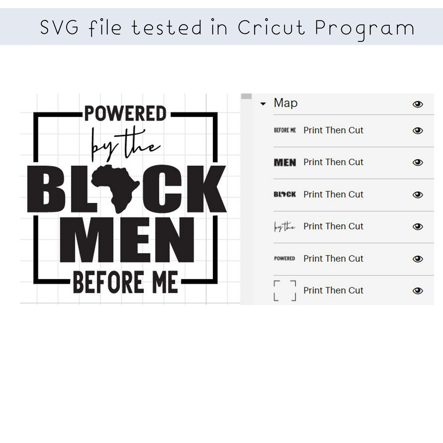 Powered By Black Men Before Me SVG file for Cricut, Blacknificent