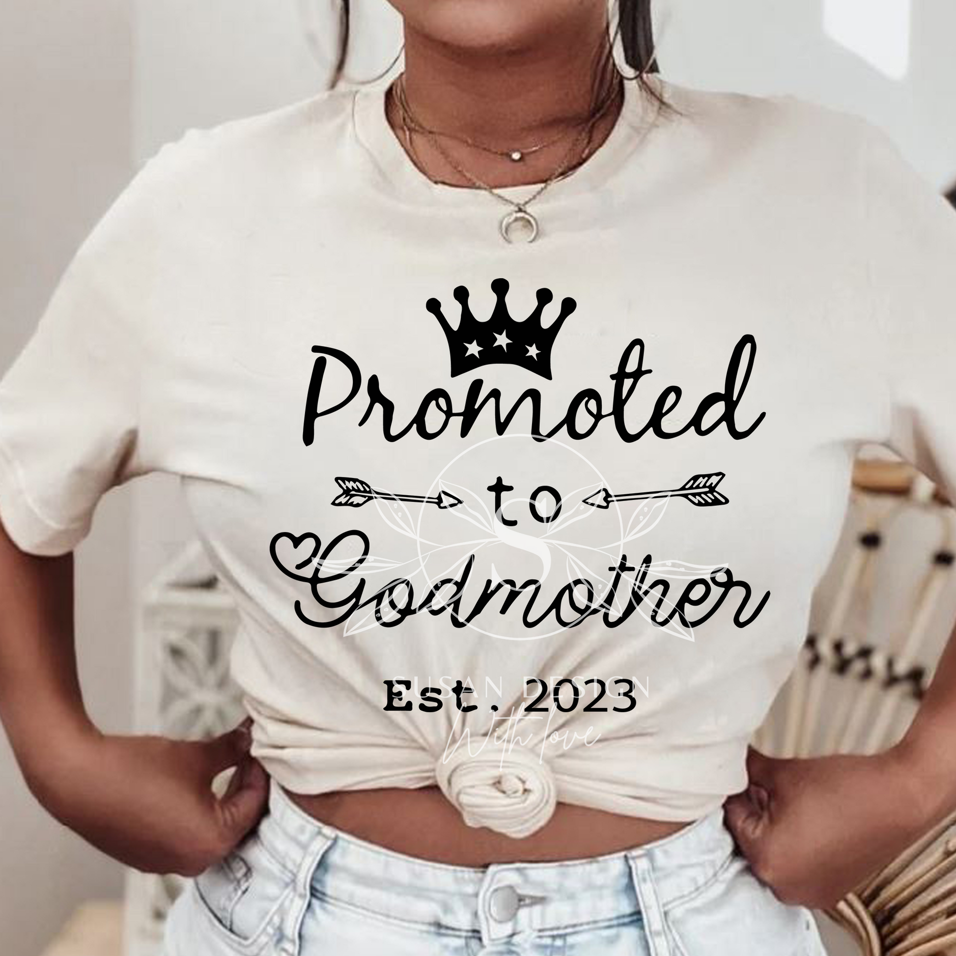 Promoted to Godmother Est 2023, Christening SVG