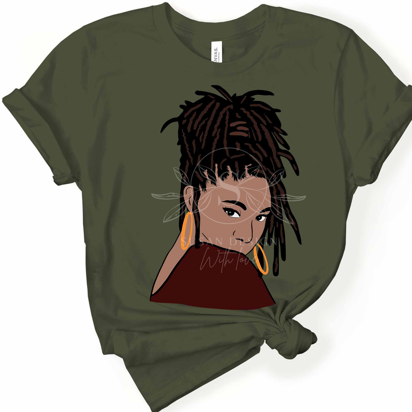 Black Woman High Dreadlock SVG file for Cricut shirt design