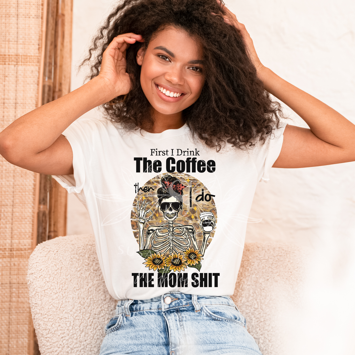 First I drink Coffee Then I do Mom Shit OK PNG Bundle, Messy bun Mom life PNG Distressed Leopard