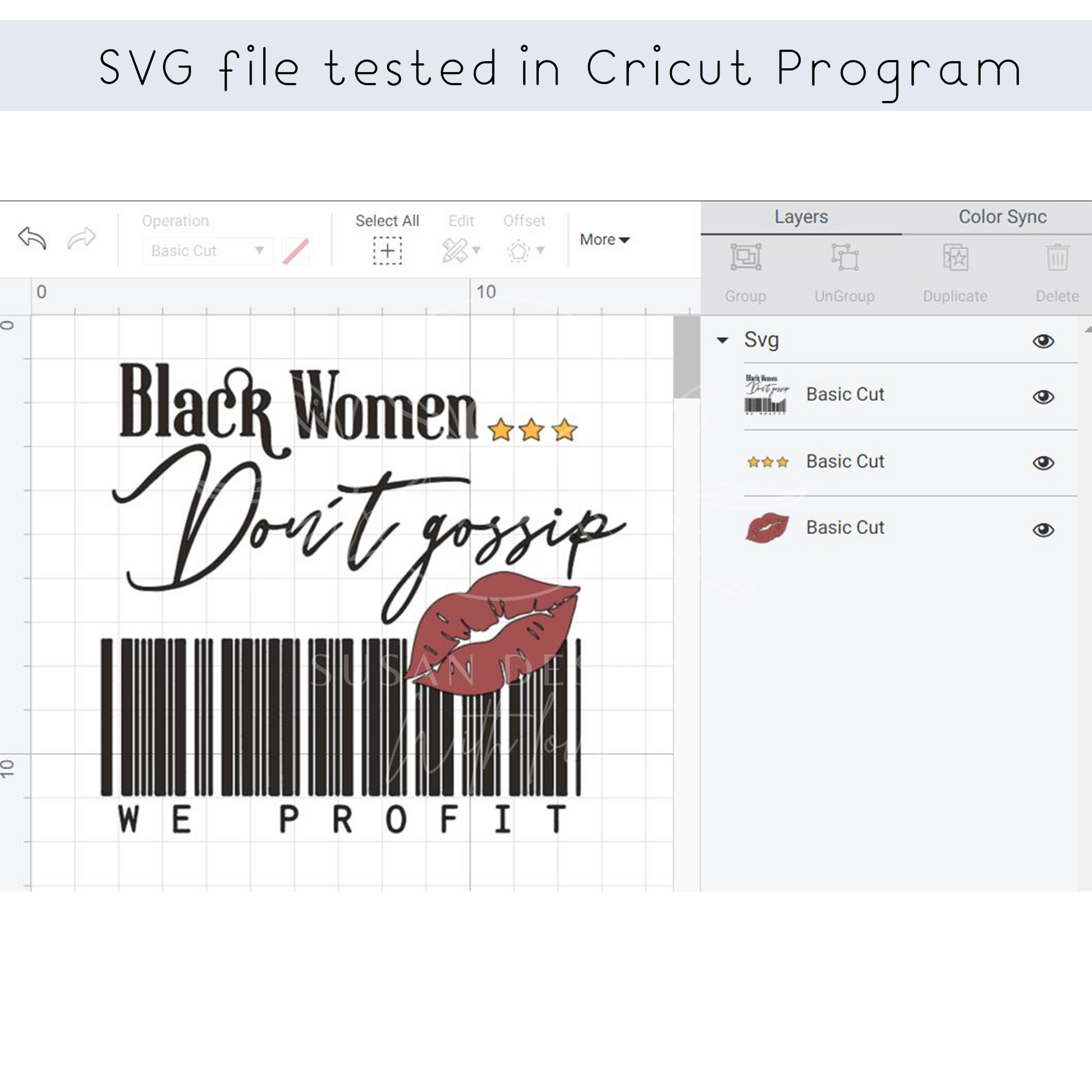 Black Woman We Don't Gossip We Profit SVG file for Cricut shirt design