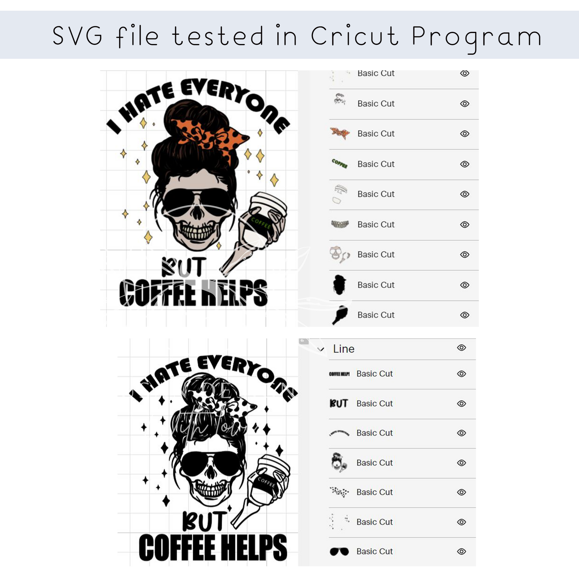 I hate everyone but coffee helps, Skeleton SVG