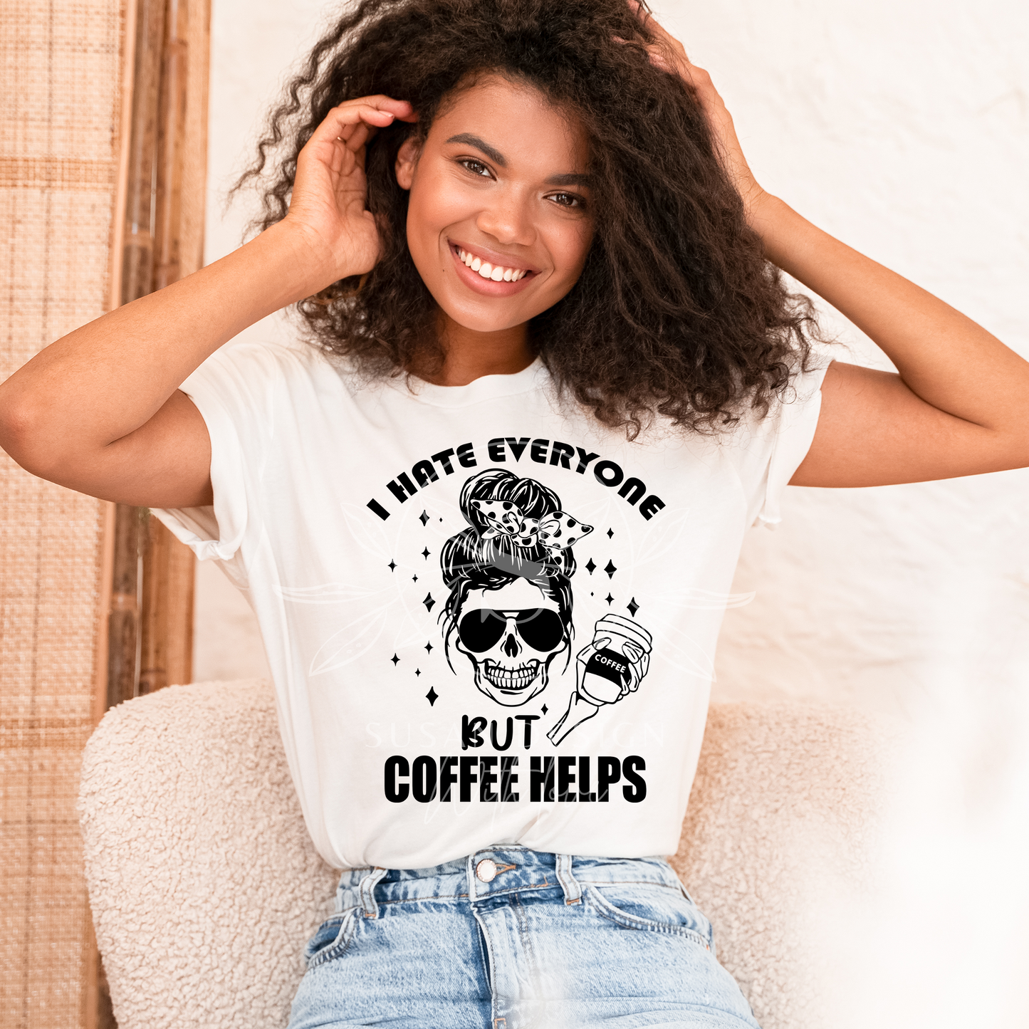 I hate everyone but coffee helps, Skeleton SVG