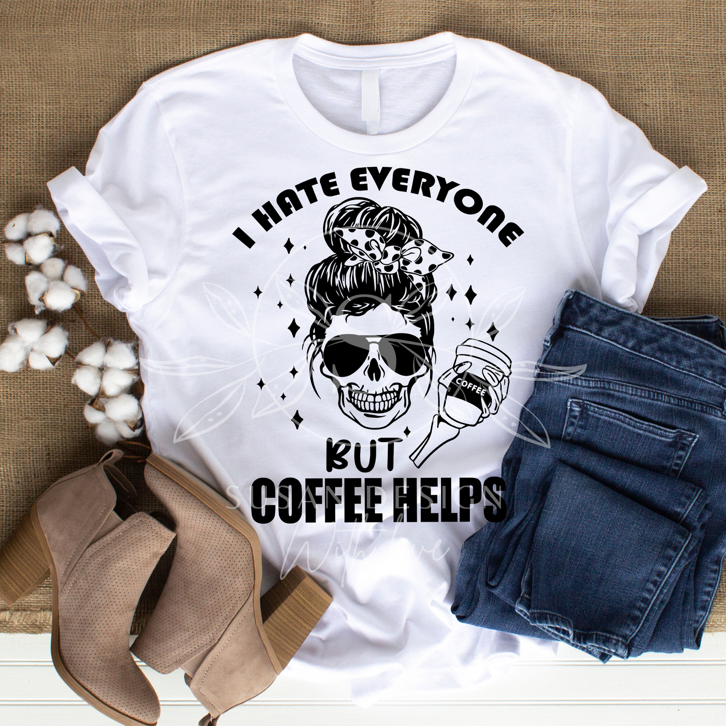 I hate everyone but coffee helps, Skeleton SVG