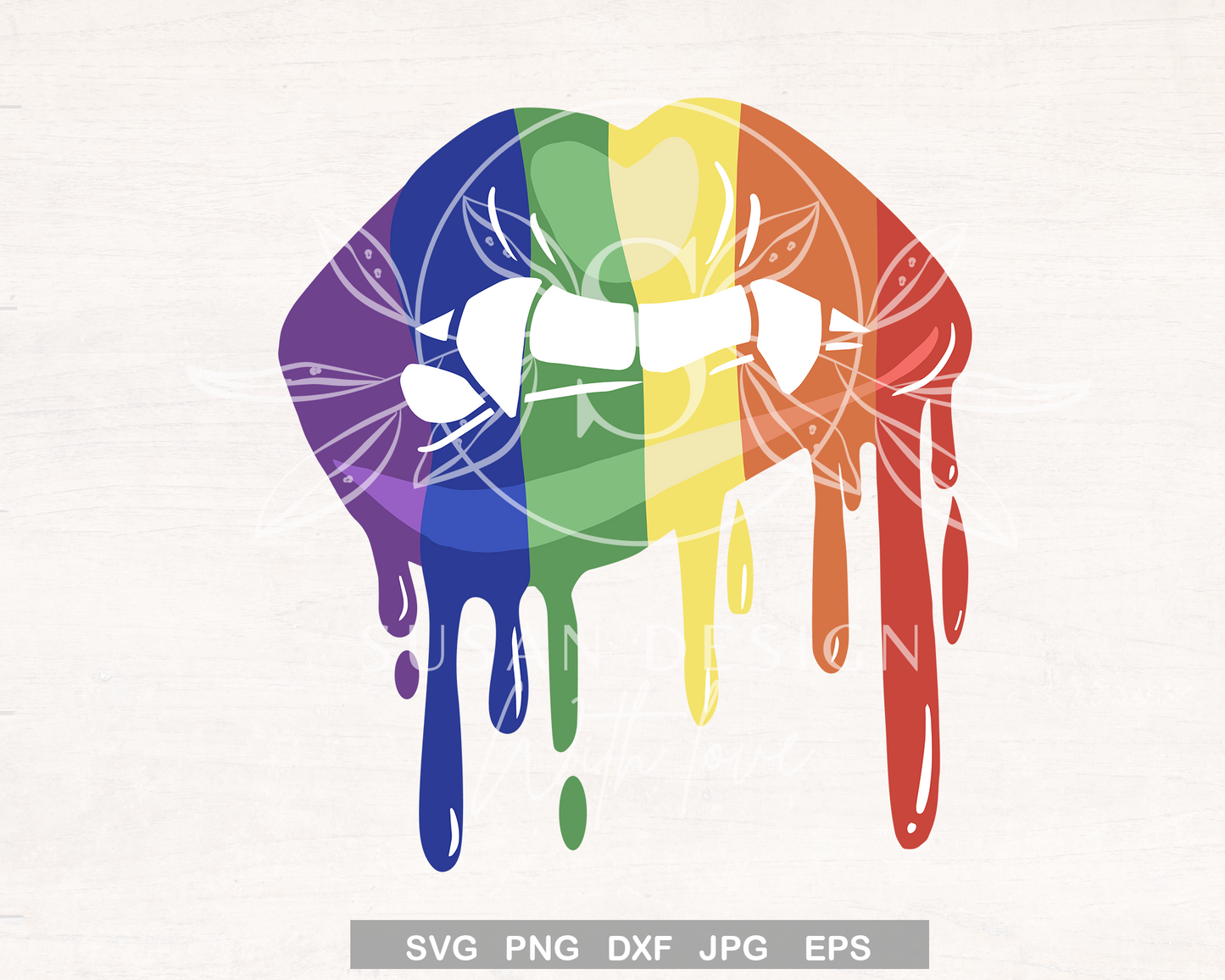 LGBTQ Rainbow lip Dripping Fang Halloween SVG