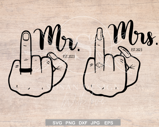 Wedding Finger Hubby and Wifey Est 2023 svg