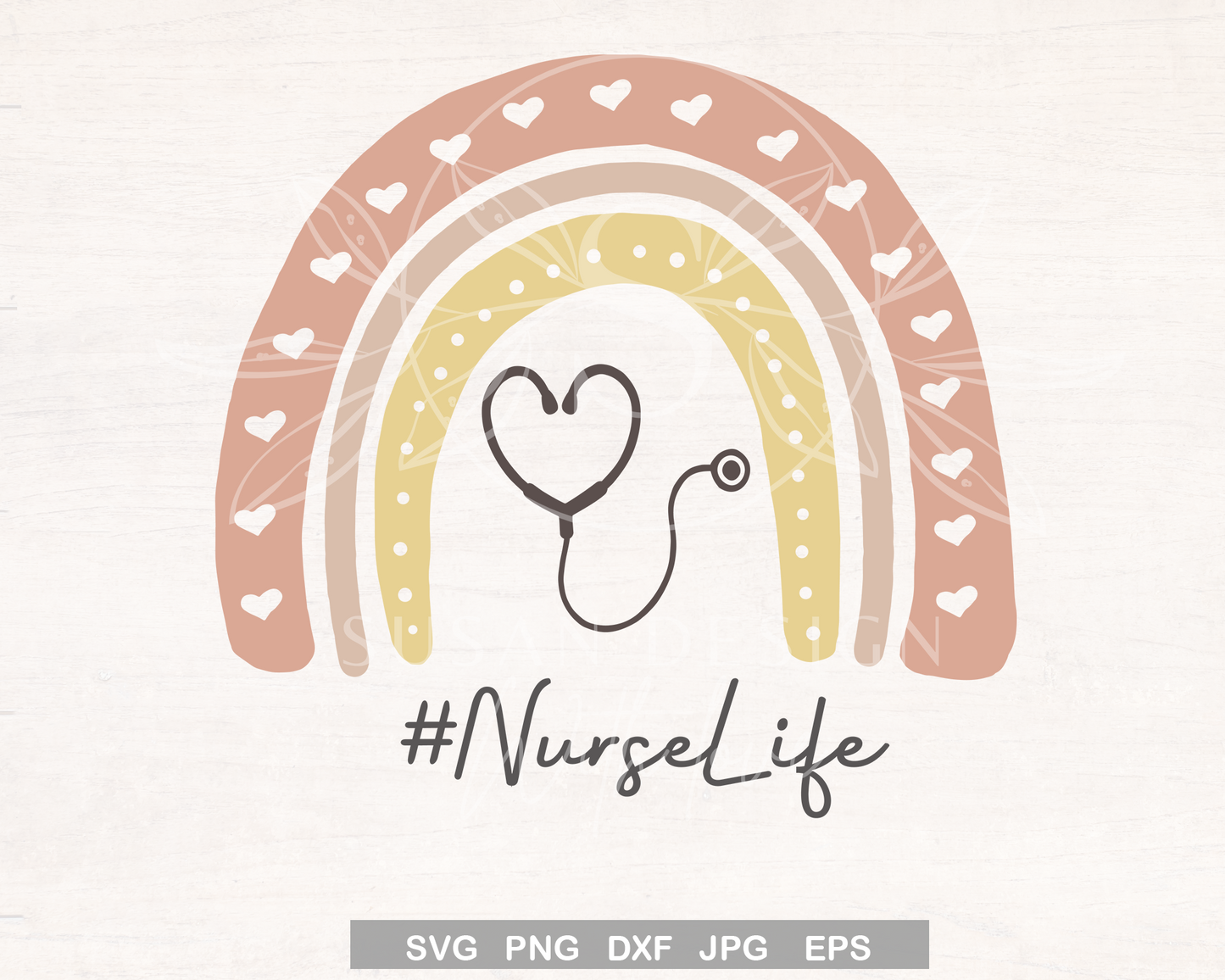 nurse life stethoscope rainbow svg