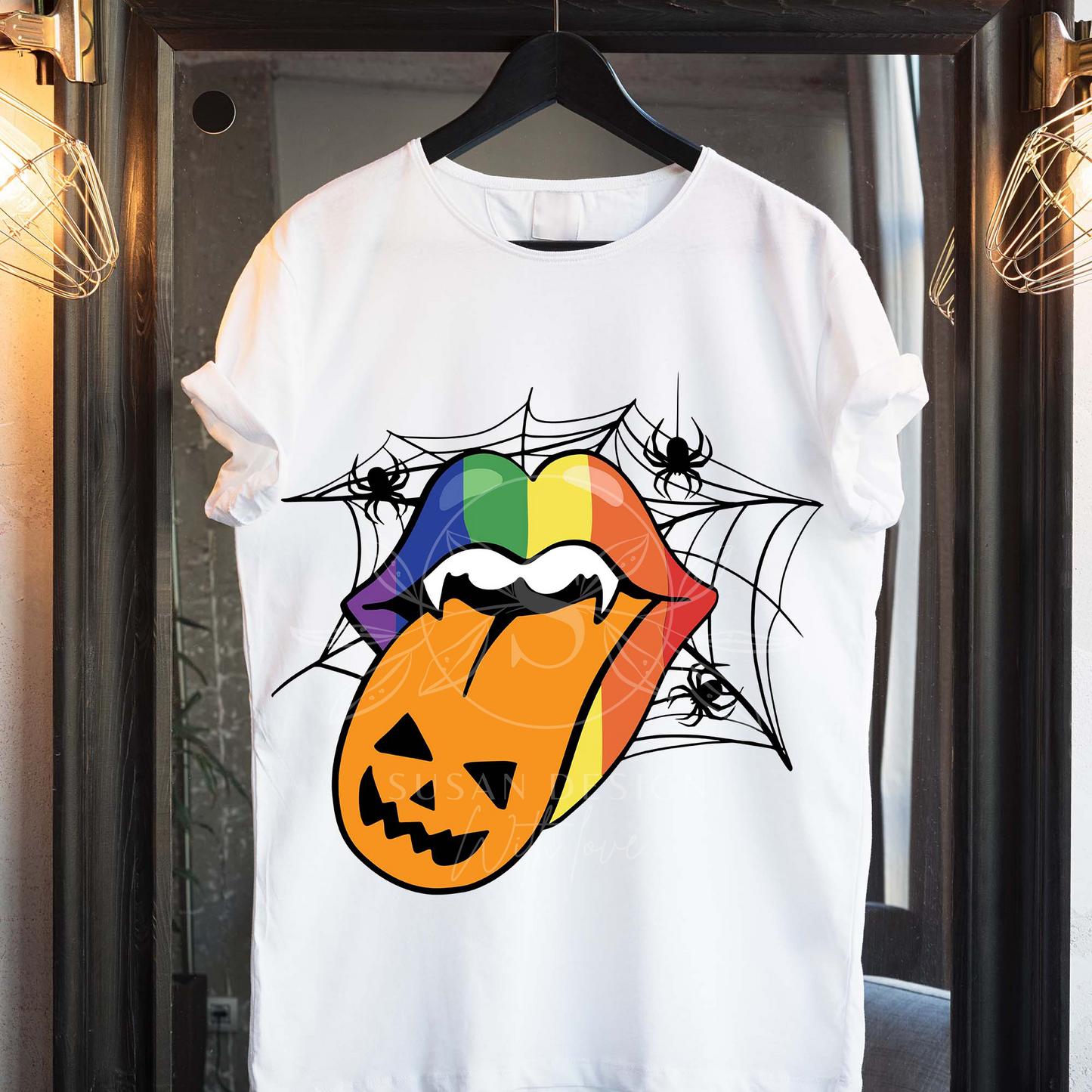 LGBTQ Rainbow lip Pumkin SVG, Halloween Design