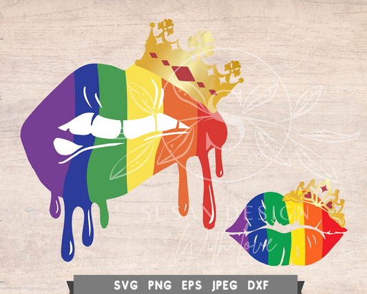 LGBTQ Rainbow lip King and Queen SVG bundle