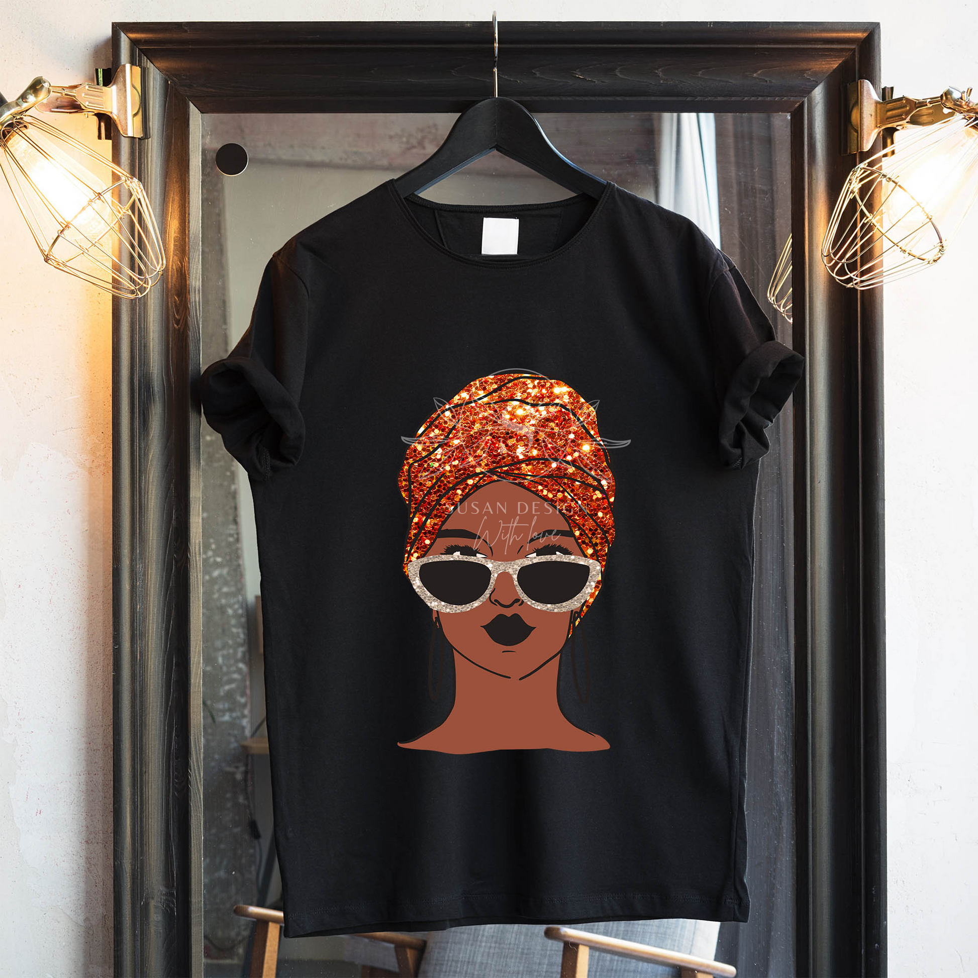 African Woman with Headwrap and Sunglass SVG shirt design