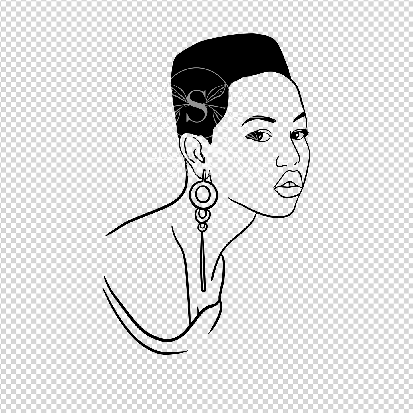 African Woman SVG Line Draw