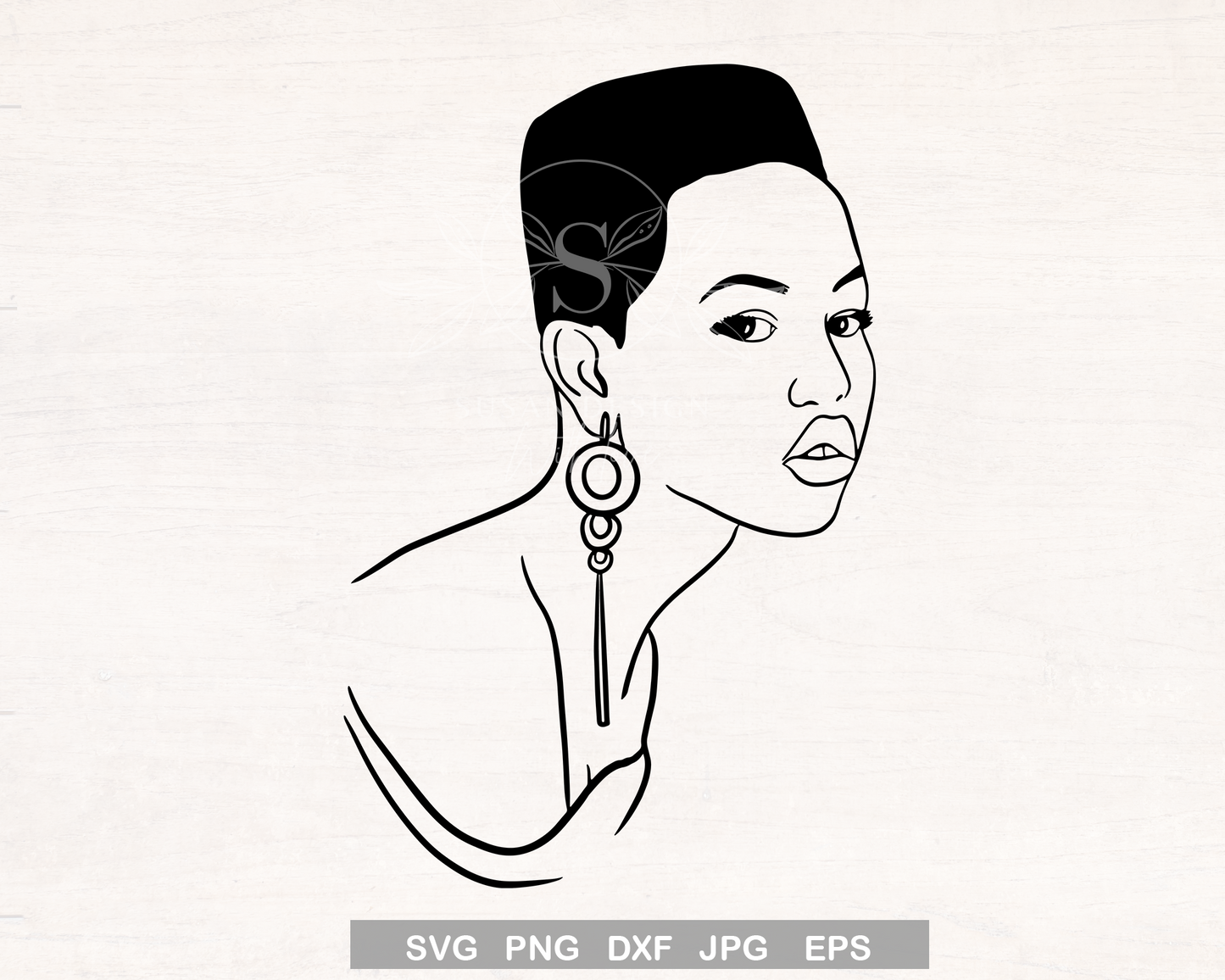 African Woman SVG Line Draw