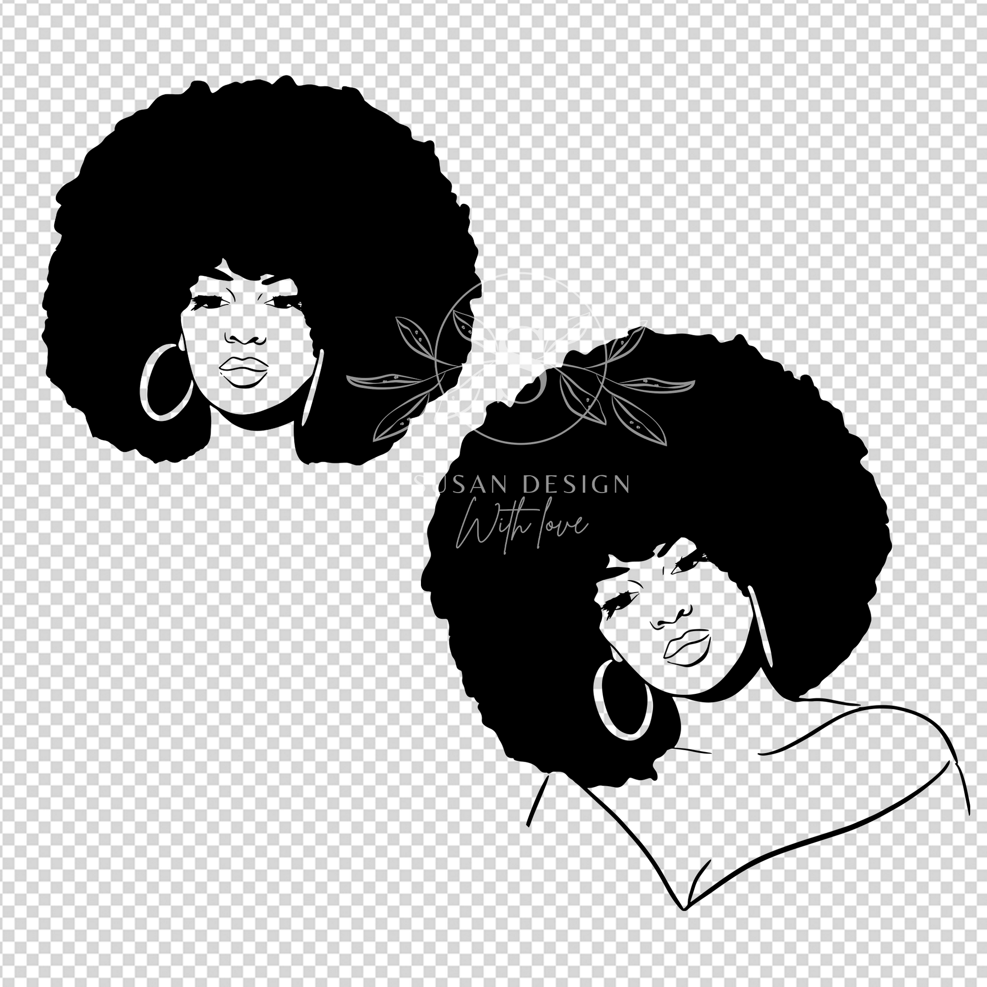 Afro Woman Puff Hair SVG PNG