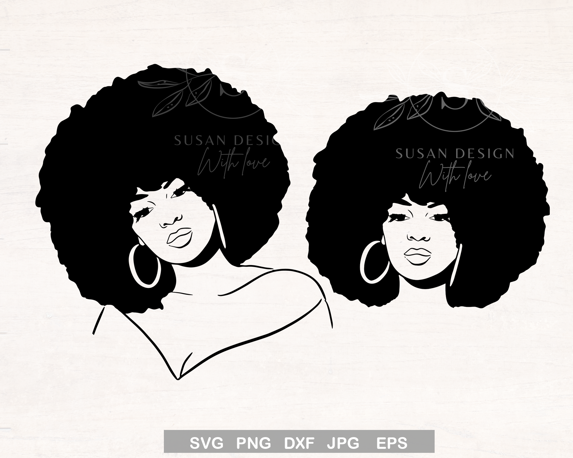 Afro Woman Puff Hair SVG – SVG-PNG Susandesign