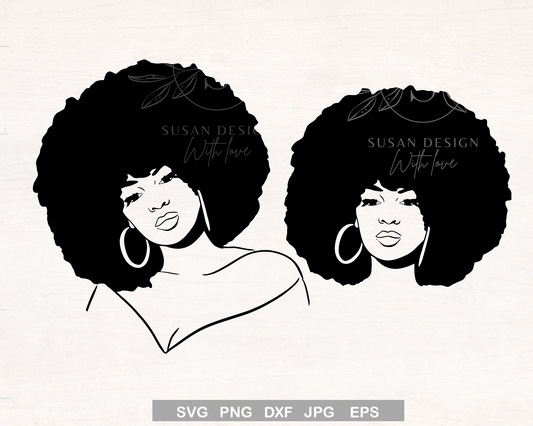 Afro Woman Puff Hair SVG