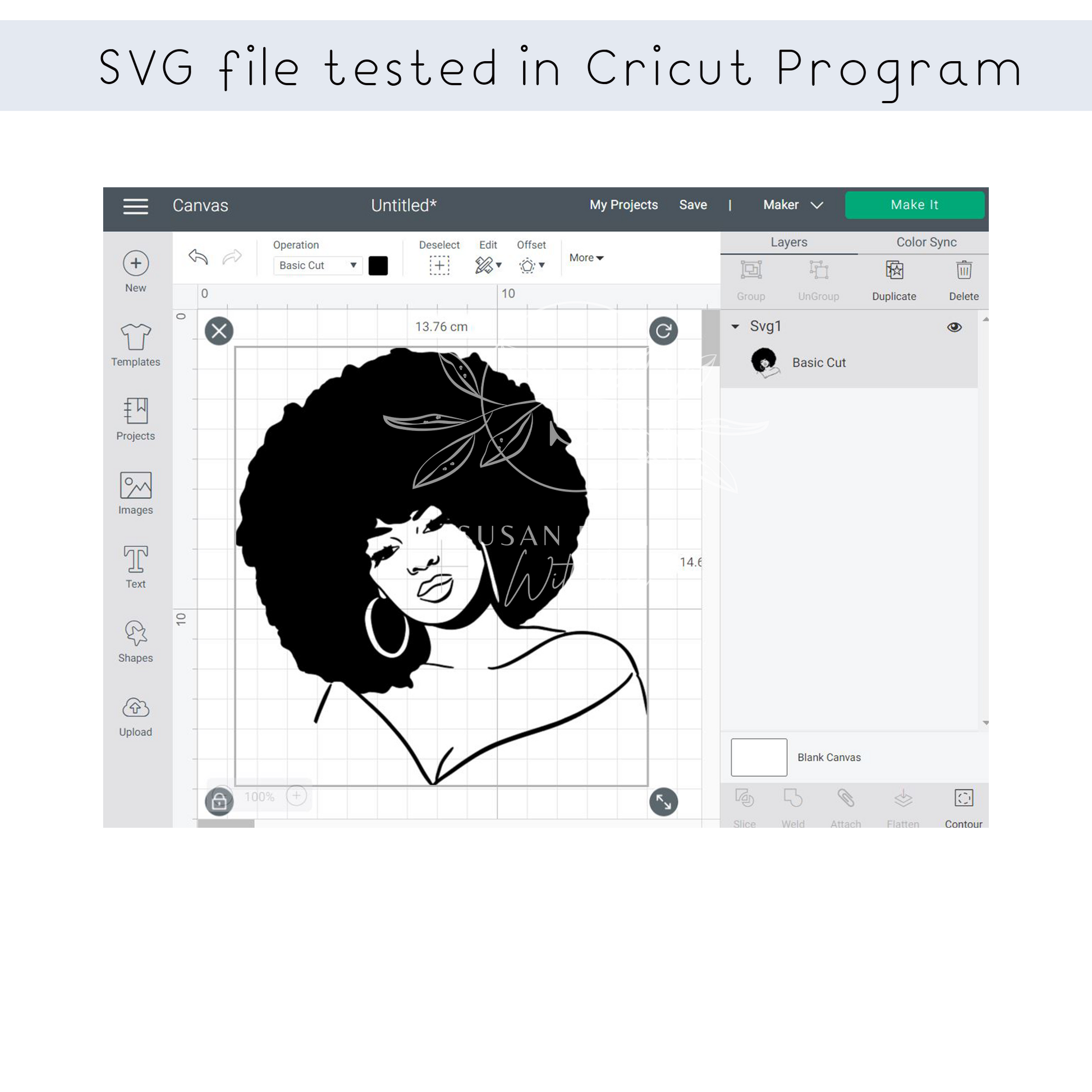 Afro Woman Puff Hair SVG files for Cricut